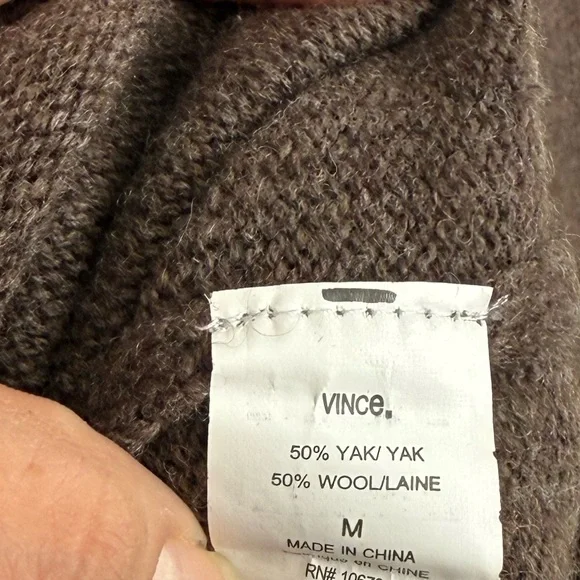 Vince Yak Wool Blend Crewneck Sweater Brown Size M - Picture 5 of 5